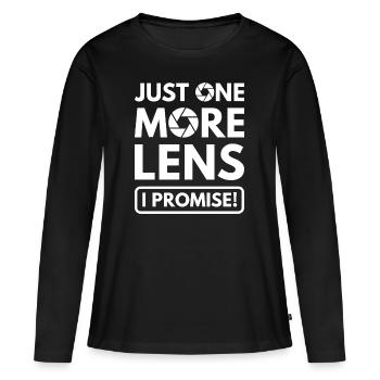 Nur noch ein Objektiv, das ich verspreche - Frauen Premium Bio Langarmshirt - Schwarz - Vorne - Julia (174cm)