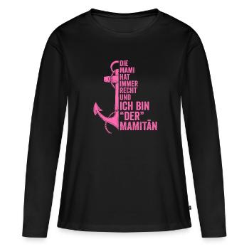 Segeln Frauen Mamitän Kapitänin Mamitän - Frauen Premium Bio Langarmshirt - Schwarz - Vorne - Julia (174cm)