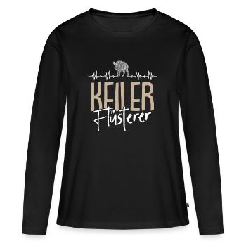 Jagen Wildschwein Keiler Flüsterer Herzschlag Jäge - Frauen Premium Bio Langarmshirt - Schwarz - Vorne - Julia (174cm)