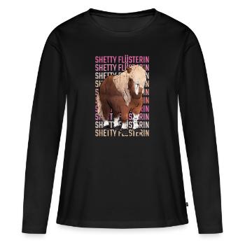 Retro Shetty Flüsterin Spruch Shetland Pony - Frauen Premium Bio Langarmshirt - Schwarz - Vorne - Julia (174cm)
