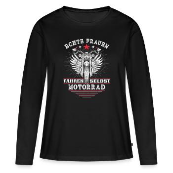 Echte Frauen fahren Motorrad - Bikerin Spruch - Frauen Premium Bio Langarmshirt - Schwarz - Vorne - Julia (174cm)