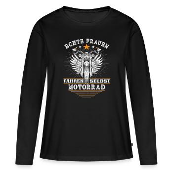 Echte Frauen fahren Motorrad - Bikerin Sprüche - Frauen Premium Bio Langarmshirt - Schwarz - Vorne - Julia (174cm)