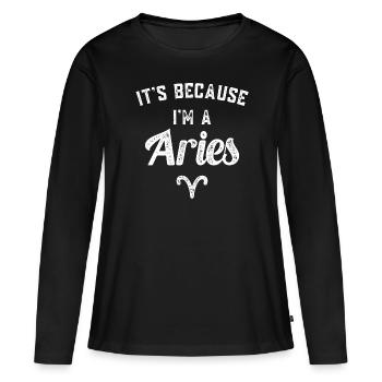 Sternzeichen Widder - Frauen Premium Bio Langarmshirt - Schwarz - Vorne - Julia (174cm)