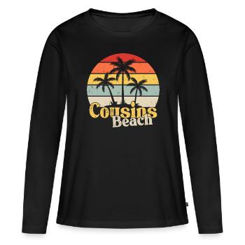 Plage de Cousins - T-shirt manches longues Premium bio Femme - noir - Devant - Julia (174cm)