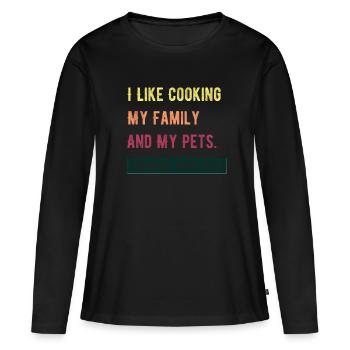 J’aime cuisiner ma famille et mes animaux de compagnie Commas Save - T-shirt manches longues Premium bio Femme - noir - Devant - Julia (174cm)