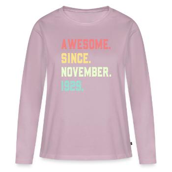 Großartig seit November 1929 - Frauen Premium Bio Langarmshirt - Altrosa - Vorne - Julia (174cm)