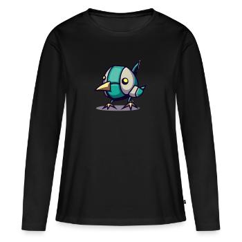 Robot Chick Bird - T-shirt manches longues Premium bio Femme - noir - Devant - Julia (174cm)