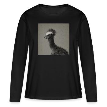 Portrait d’émeu dans le style du 19ème siècle - T-shirt manches longues Premium bio Femme - noir - Devant - Julia (174cm)