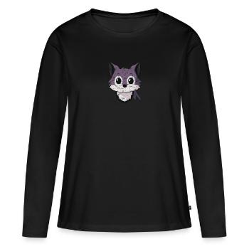 sucre, sucré, kawaii, raffiné, sucre glace, litière - T-shirt manches longues Premium bio Femme - noir - Devant - Julia (174cm)
