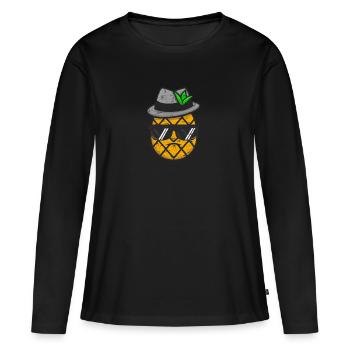 Gangster-Ananas: Ein süßes und robustes - Frauen Premium Bio Langarmshirt - Schwarz - Vorne - Julia (174cm)