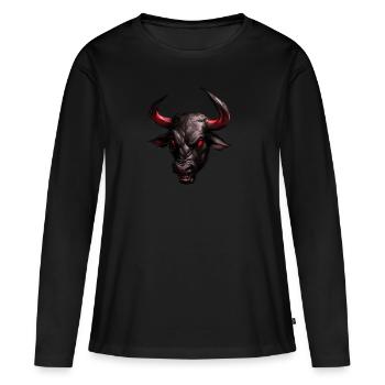 Marché boursier bull bull aux yeux rouges - T-shirt manches longues Premium bio Femme - noir - Devant - Julia (174cm)