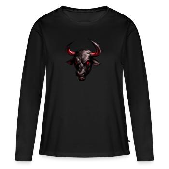 Marché boursier bull bull aux yeux rouges - T-shirt manches longues Premium bio Femme - noir - Devant - Julia (174cm)