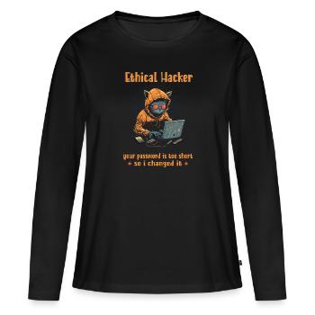 Cybersécurité éthique Analyste en piratage éthique - T-shirt manches longues Premium bio Femme - noir - Devant - Julia (174cm)