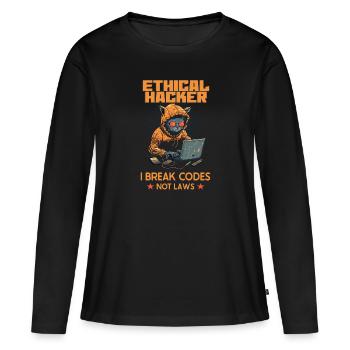 Analyste en piratage éthique Cybersécurité éthique - T-shirt manches longues Premium bio Femme - noir - Devant - Julia (174cm)