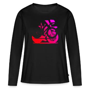 Femme Route Route Cyclistes Route Vélo Route Hommes - T-shirt manches longues Premium bio Femme - noir - Devant - Julia (174cm)