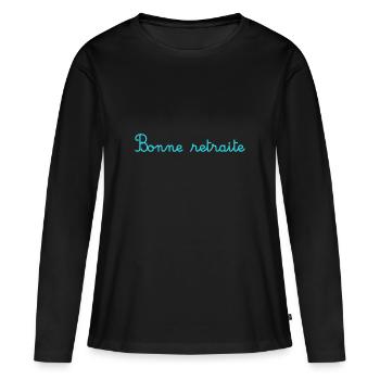 RETRAITE. RETRAITE. RETRAITEE. RETRAITE - T-shirt manches longues Premium bio Femme - noir - Devant - Julia (174cm)