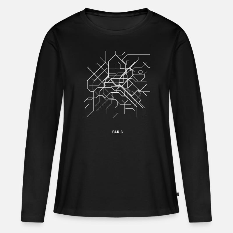 Minimalistisches Paris Metro Design - Frauen Premium Bio Langarmshirt - Schwarz