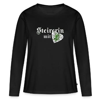 Steirerin mit Herz Steiermark Motiv Frauen Mädchen - Frauen Premium Bio Langarmshirt - Schwarz - Vorne - Julia (174cm)