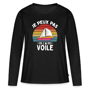 Je Peux Pas J'ai Voile - T-shirt manches longues Premium bio Femme - noir - Devant - Julia (174cm)
