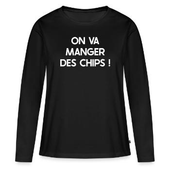 On Va Manger Des Chips ! Citation Film Drôle - T-shirt manches longues Premium bio Femme - noir - Devant - Julia (174cm)