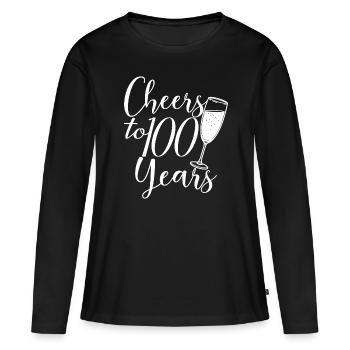 100e anniversaire Femmes Anniversaire Fille 100 ans - T-shirt manches longues Premium bio Femme - noir - Devant - Julia (174cm)