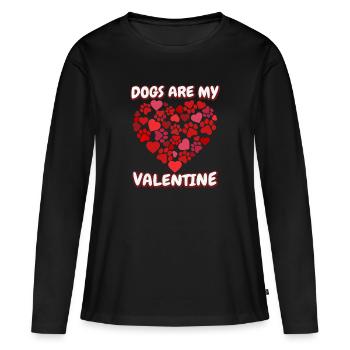 Frauen Hunde Valentinstag - Frauen Premium Bio Langarmshirt - Schwarz - Vorne - Julia (174cm)