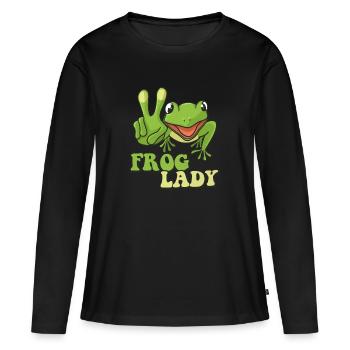 Dame grenouille - T-shirt manches longues Premium bio Femme - noir - Devant - Julia (174cm)