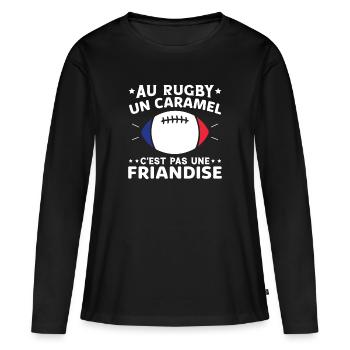 Au Rugby Un Caramel C'est Pas Une Friandise - T-shirt manches longues Premium bio Femme - noir - Devant - Julia (174cm)