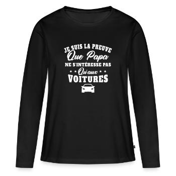 Je suis la preuve que papa t-shirt voiture - T-shirt manches longues Premium bio Femme - noir - Devant - Julia (174cm)