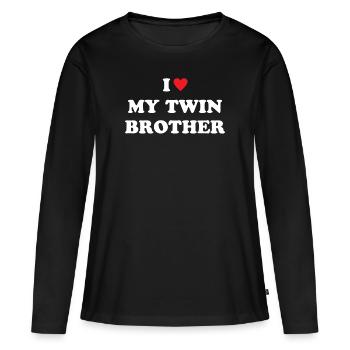 J’aime mon frère jumeau - T-shirt manches longues Premium bio Femme - noir - Devant - Julia (174cm)