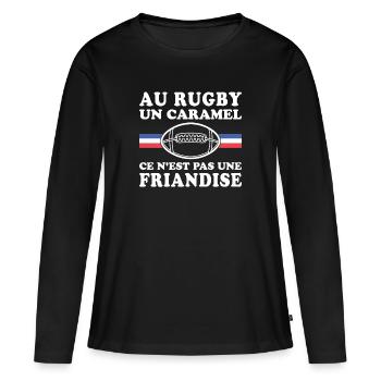 Au Rugby Un Caramel C'est Pas Une Friandise - T-shirt manches longues Premium bio Femme - noir - Devant - Julia (174cm)