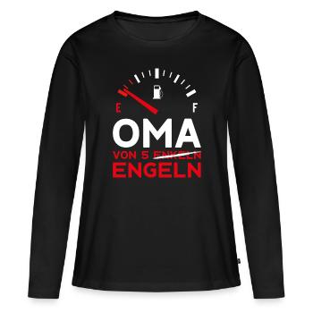 MUTTERTAG OMA VON 5 ENKELN ENGELN OMA - Frauen Premium Bio Langarmshirt - Schwarz - Vorne - Julia (174cm)