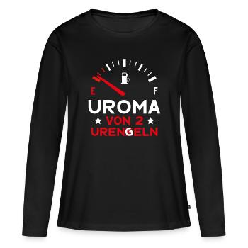 MUTTERTAG UROMA VON 2 URENKELN URENGELN UROMA - Frauen Premium Bio Langarmshirt - Schwarz - Vorne - Julia (174cm)