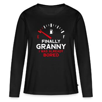 FINALLY GRANNY ENDLICH OMA - Frauen Premium Bio Langarmshirt - Schwarz - Vorne - Julia (174cm)