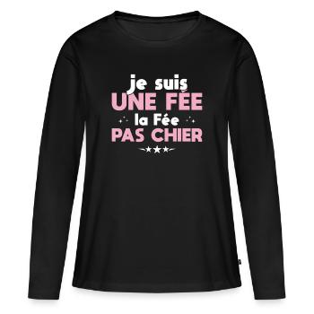 Ich bin eine Fee, die Fee, nicht Scheiße - Frauen Premium Bio Langarmshirt - Schwarz - Vorne - Julia (174cm)