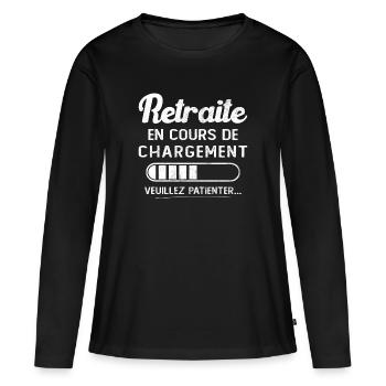 Retreat wird geladen, bitte warten - Frauen Premium Bio Langarmshirt - Schwarz - Vorne - Julia (174cm)