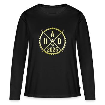 Papa 2025 Paternité Papa Dire - T-shirt manches longues Premium bio Femme - noir - Devant - Julia (174cm)
