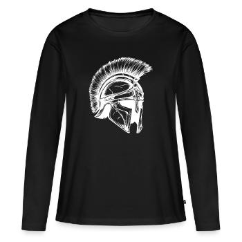 Casque Spartan Sparta - T-shirt manches longues Premium bio Femme - noir - Devant - Julia (174cm)