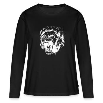 Tête de Lion - T-shirt manches longues Premium bio Femme - noir - Devant - Julia (174cm)