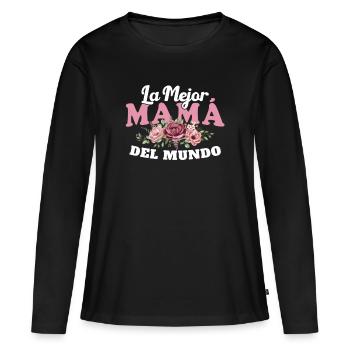 Das beste Muttertagsgeschenk der Welt - Frauen Premium Bio Langarmshirt - Schwarz - Vorne - Julia (174cm)