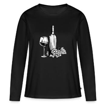 Weinglas Weinflasche - Frauen Premium Bio Langarmshirt - Schwarz - Vorne - Julia (174cm)
