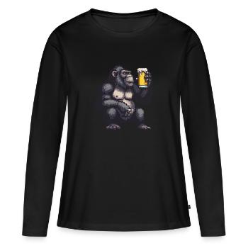 Bière Gorilla Pixel - T-shirt manches longues Premium bio Femme - noir - Devant - Julia (174cm)