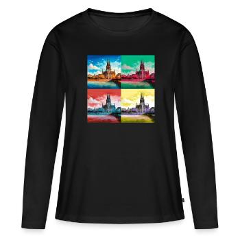 Cathédrale de Cologne,Cathédrale,Cologne,Coeurs,Peinture,Warhol - T-shirt manches longues Premium bio Femme - noir - Devant - Julia (174cm)