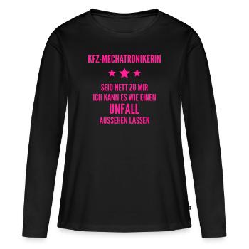 KFZ-Mechatronikerin KFZ-Mechatroniker Schrauber - Frauen Premium Bio Langarmshirt - Schwarz - Vorne - Julia (174cm)
