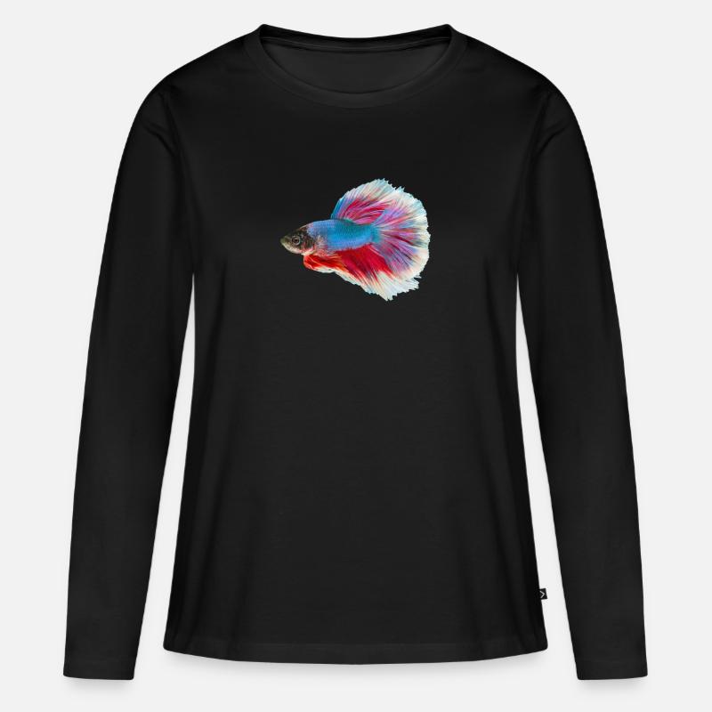Bunter Betta Siamesischer Kampffisch Geschenk - Frauen Premium Bio Langarmshirt - Schwarz