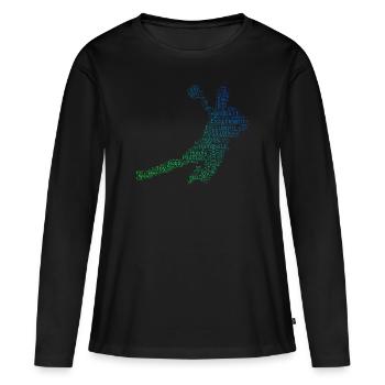Handball Handball Handball Handball Féminin - T-shirt manches longues Premium bio Femme - noir - Devant - Julia (174cm)