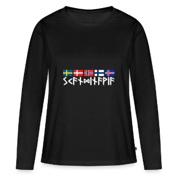 SCANDINAVIA - Runenschrift Flaggen Skandinavien - Frauen Premium Bio Langarmshirt - Schwarz - Vorne - Julia (174cm)