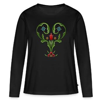 COEUR RUSTIQUE - T-shirt manches longues Premium bio Femme - noir - Devant - Julia (174cm)