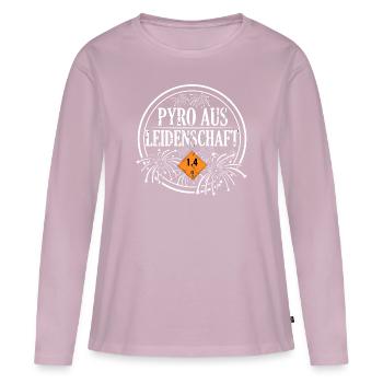 Pyro par passion - T-shirt manches longues Premium bio Femme - rose poudré - Devant - Julia (174cm)