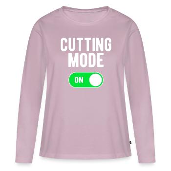 Mode de coupe ON Gym Musculation Poids Entraînement - T-shirt manches longues Premium bio Femme - rose poudré - Devant - Julia (174cm)